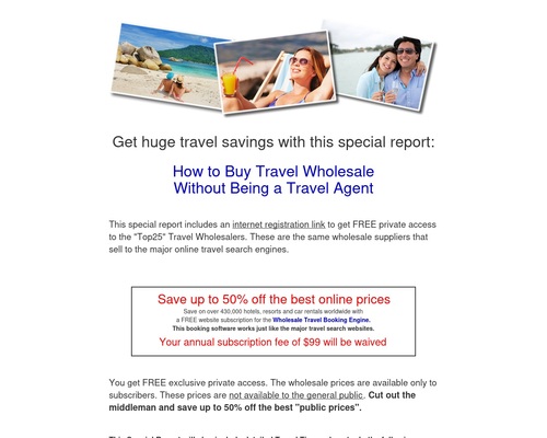 How To Buy Travel Wholesale Without Being A Travel Agent- .97 Report