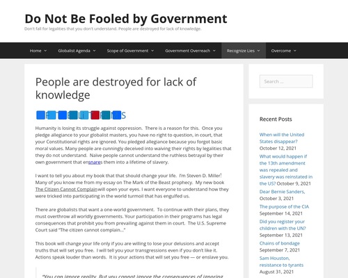 People are destroyed for lack of knowledge – Do Not Be Fooled by Government